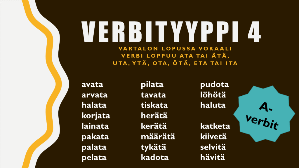 verbityyppi neljä verbtype four