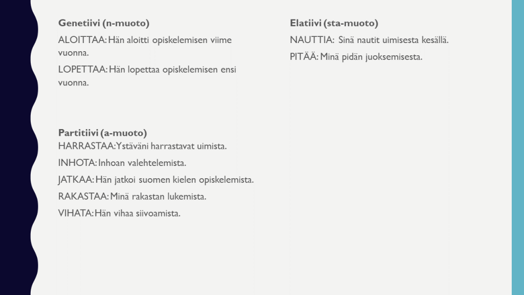 verbaalisubstantiivi minen esimerkit