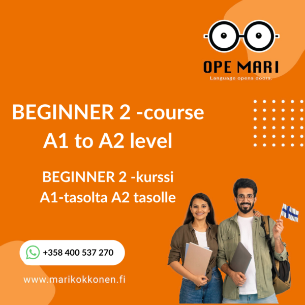 Beginner 2 kurssi suomen kielen opiskelijalle, verkkokurssi
