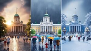 Kolme erilaista säätä Suomessa.